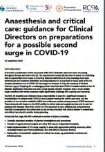 Anaesthesia and critical care: Guidance for Clinical Directors on preparations for a possible second surge in COVID-19